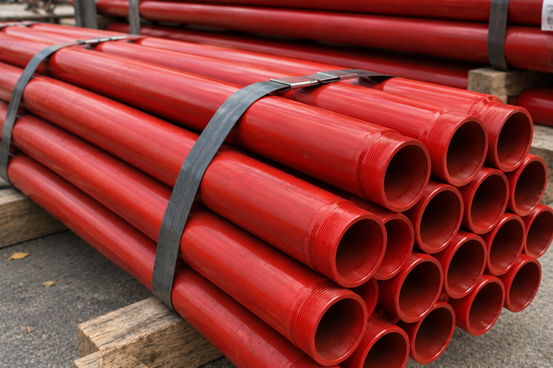 Galvanized, painted, and threaded steel pipe