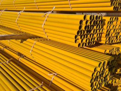 Black welded steel pipe, epoxy-painted RAL 1003, plain ends
