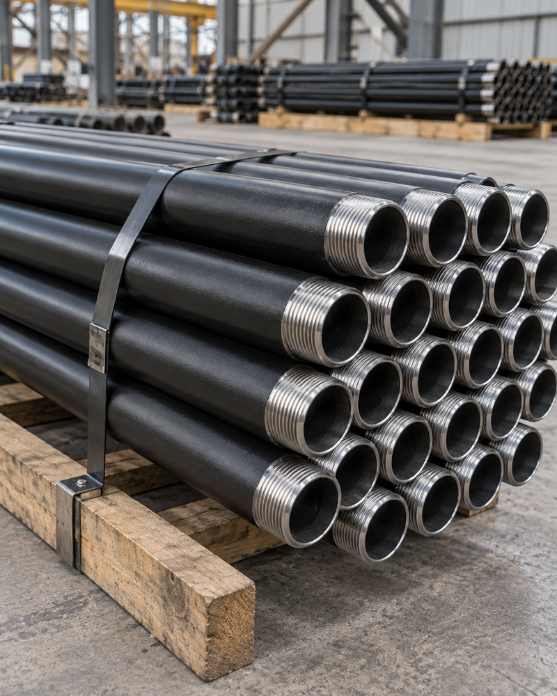 Black welded threaded pipe