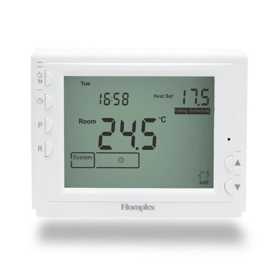 Termostat de ambient pentru centrala, cu fir, Homplex 909, programabil , afisaj digital, IP42, alb